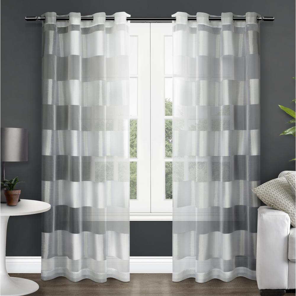 Navaro 54 In. W X 96 In. L Sheer Grommet Top Curtain Panel In Winter ...