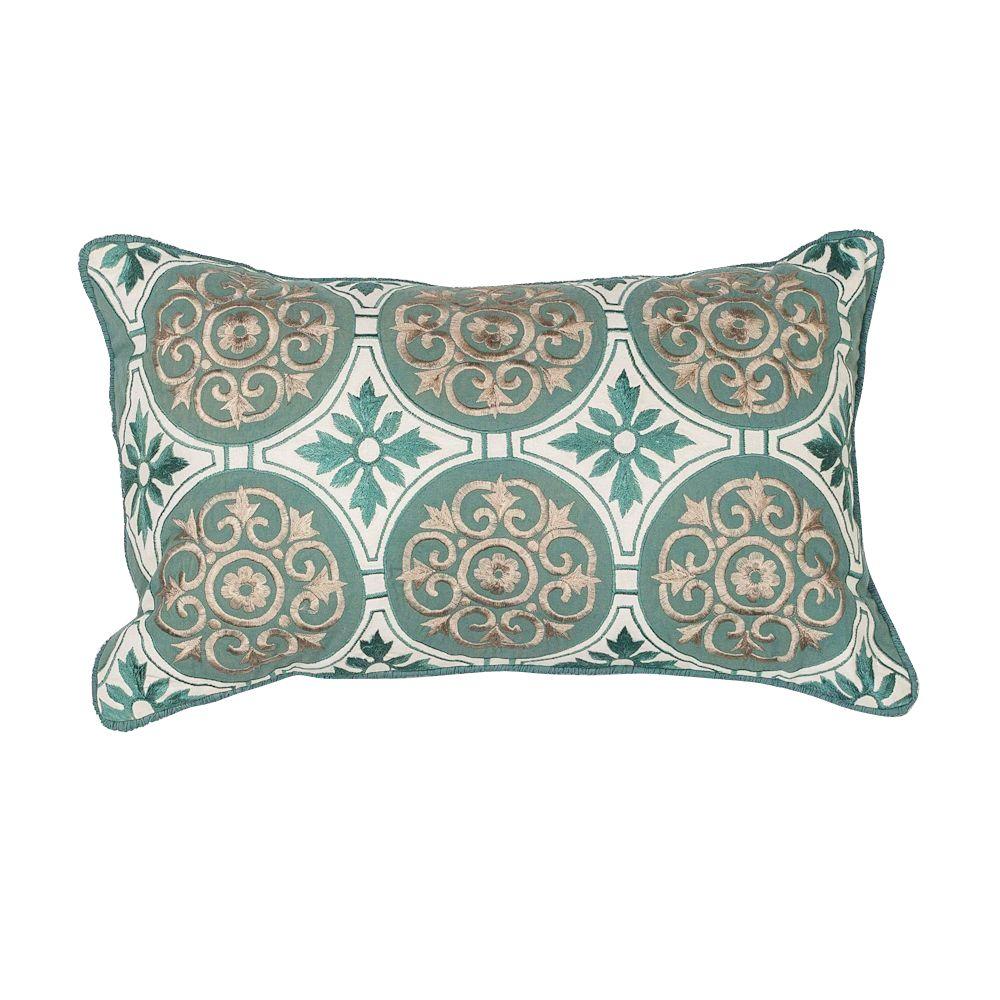 Kas Rugs Damask Motif Teal/Cream Decorative PillowPILL21912X20 The