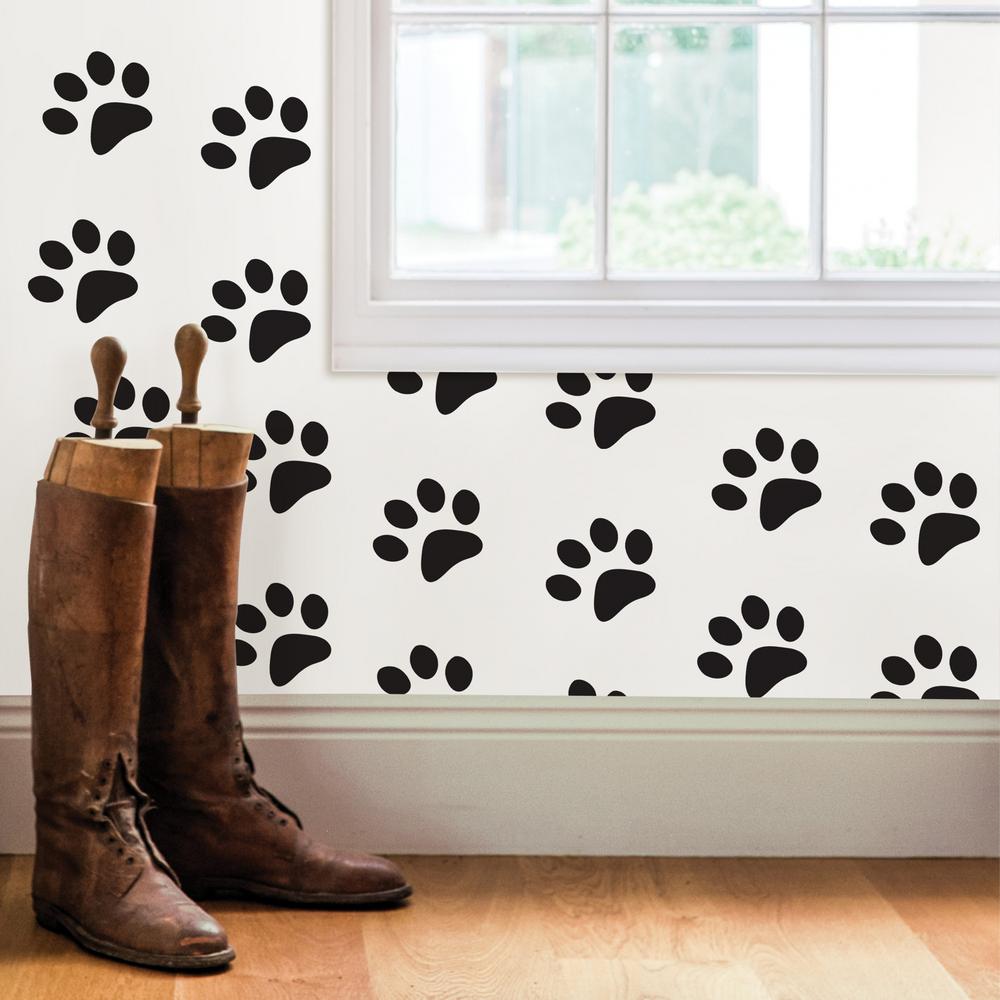 Wallpops Black Paw Prints Wall Decal Dwpk2903 The Home Depot Wallpops Black Paw Prints Wall Decal
