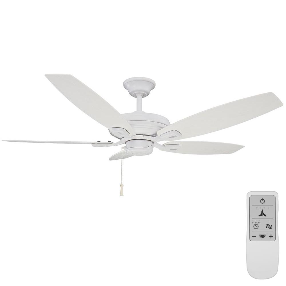 Hampton Bay North Pond 52 In Matte White Smart Ceiling Fan Works With Google Assistant Amazon Alexa And Samsung Smartthings 246 The Home Depot