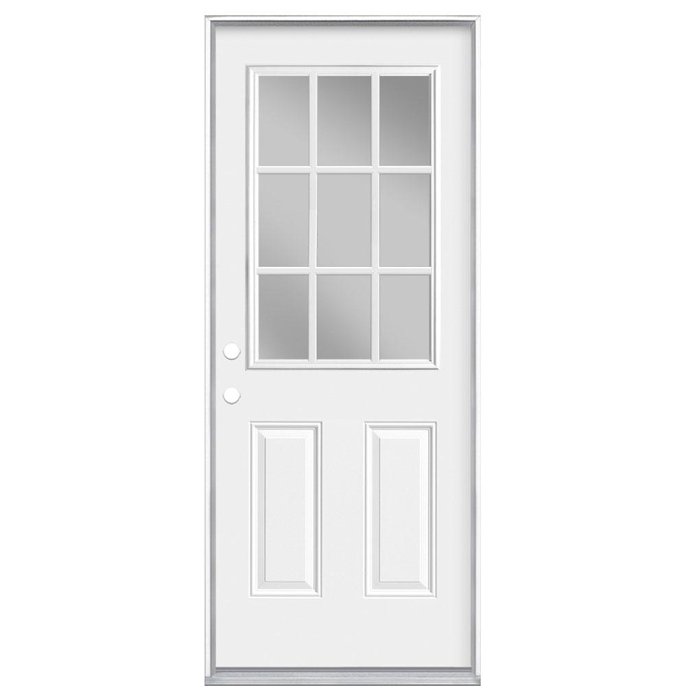 Masonite 32 In X 80 In 9 Lite Right Hand Inswing Primed Steel