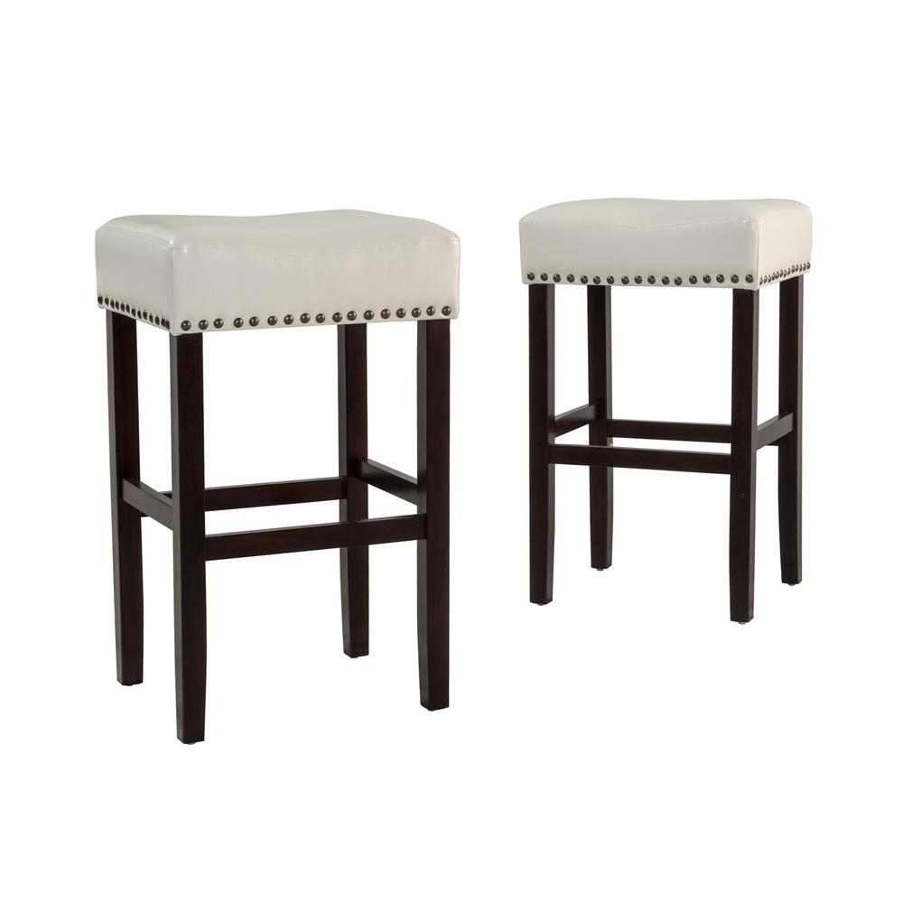 Noble House Lisette 30 In Ivory Backless Leather Bar Stool Set Of Noble House Lisette 30 In Ivory Backless Leather Bar Stool Set Of 2 238551 The Home Depot