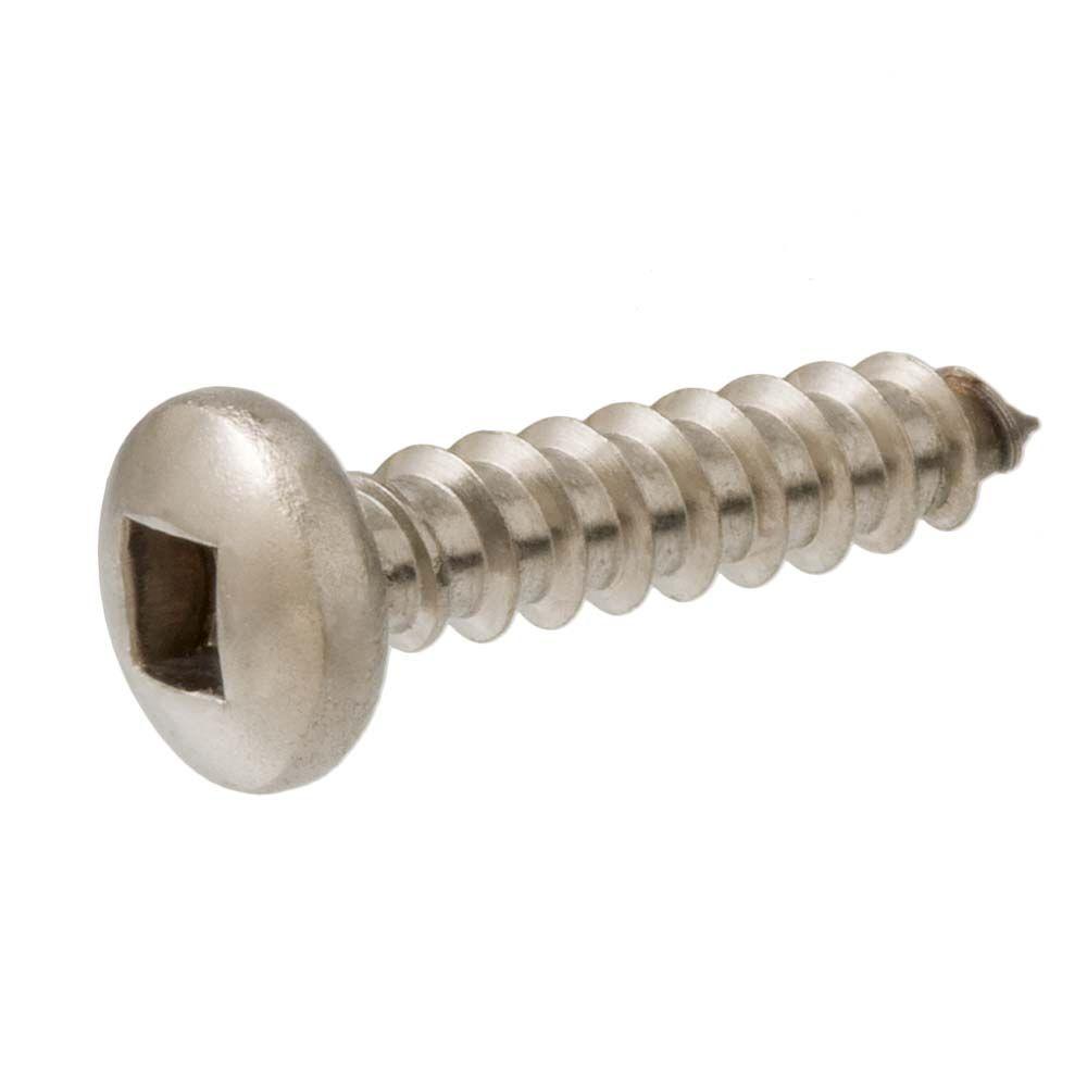 Stainless Steel Square Drive Pan Head Sheet Metal Screw #10 X 1/" Pack of 25