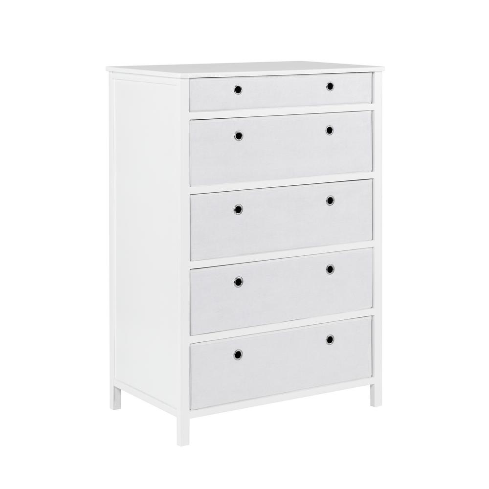 Achim Ez Home Solutions 5 Drawer White Foldable Tall Dresser