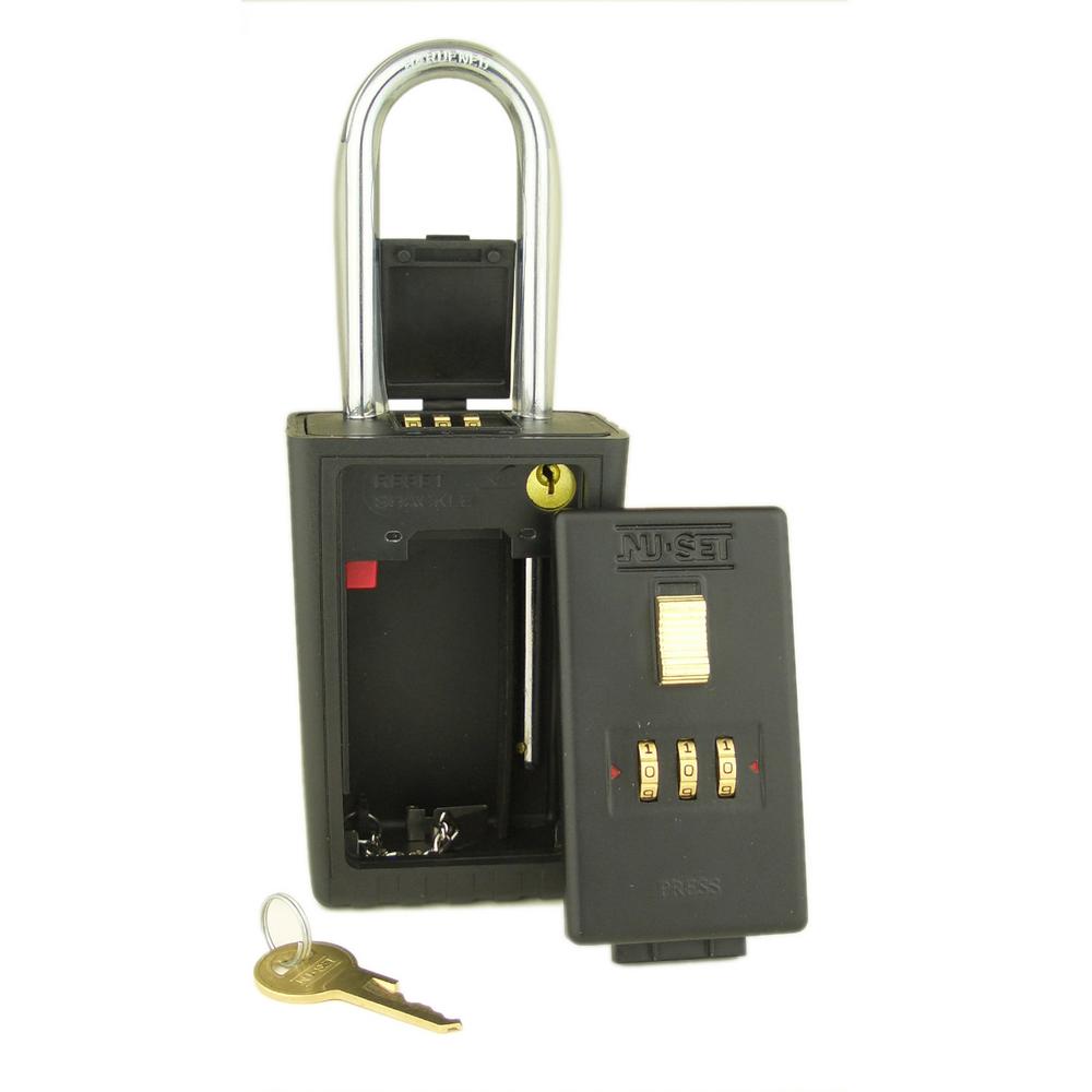 UPC 715590204232 product image for NUSET 3 Digit Numeric Combination Lock Box with Combo Locking Shackle, Black | upcitemdb.com