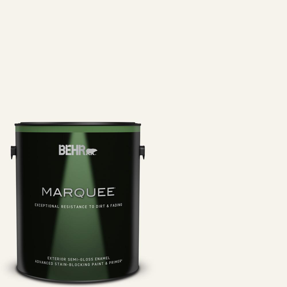 BEHR MARQUEE 1 gal. 75 Polar Bear SemiGloss Enamel Exterior Paint and Primer in One545001