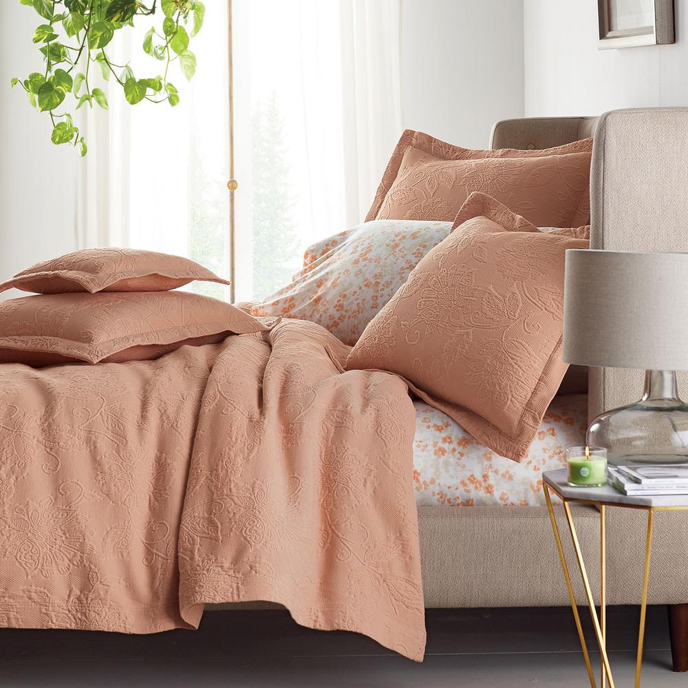 The Company Store Putnam Matelasse Coral Cotton King Coverlet 50170q K Coral The Home Depot