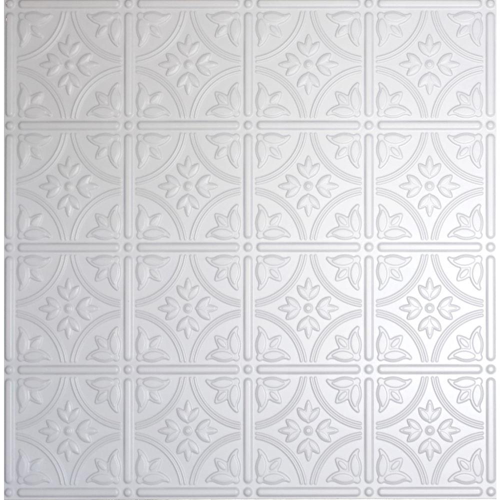 Global Specialty Products Dimensions 2 Ft X 2 Ft Matte White Lay In Tin Ceiling Tile For T Grid Systems