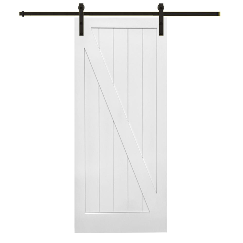 Mmi Door 42 In X 84 In Primed Composite Z Plank Barn Door With Bronze Hardware Kit