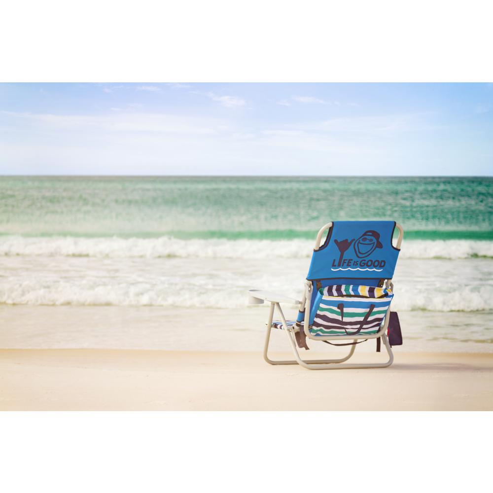 Life Is Good Jake Blue Aluminum Folding And Reclining Beach Chair