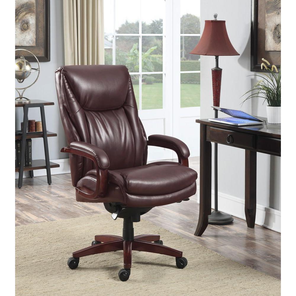 La Z Boy Edmonton Coffee Brown Bonded Leather Executive Office Chair 45764 The Home Depot