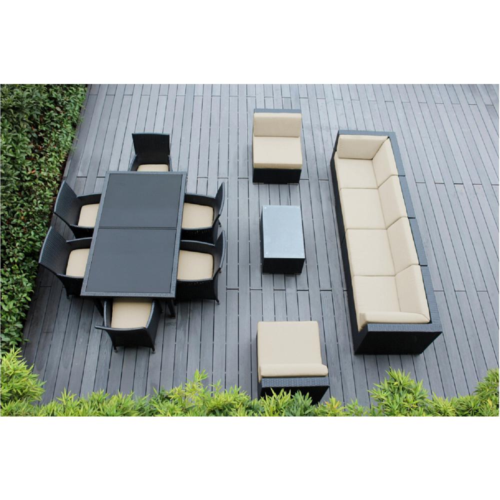 Ohana Depot Black 14-Piece Wicker Patio Combo Conversation Set With ...