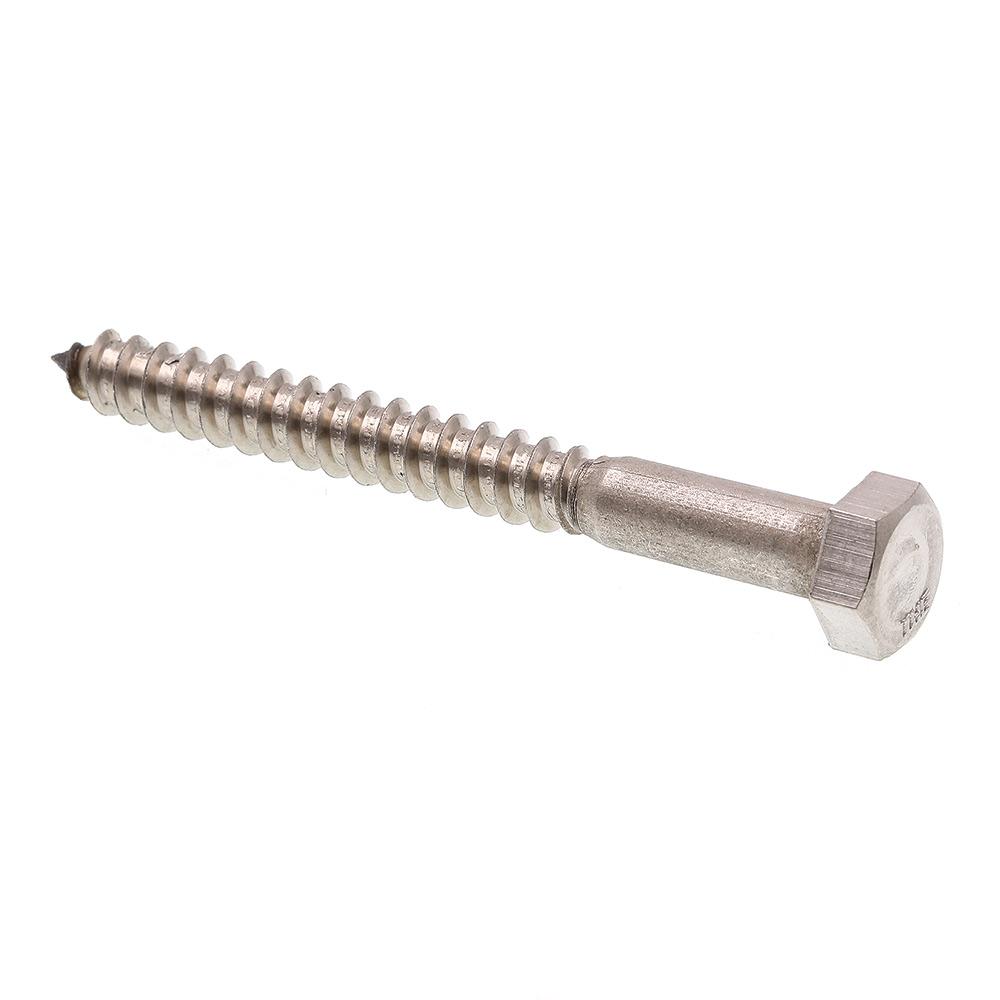 Prime-Line 5/16 in. x 3 in. Grade 18-8 Stainless Steel Hex Lag Screws Stainless Steel Lag Screws Home Depot