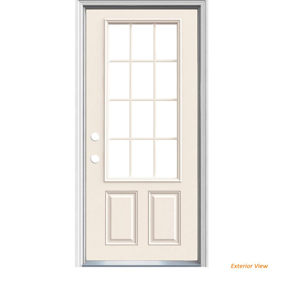 Jeld Wen 32 In X 80 12 Lite Primed Steel Prehung Right Hand 12 Lite Primed Steel Prehung