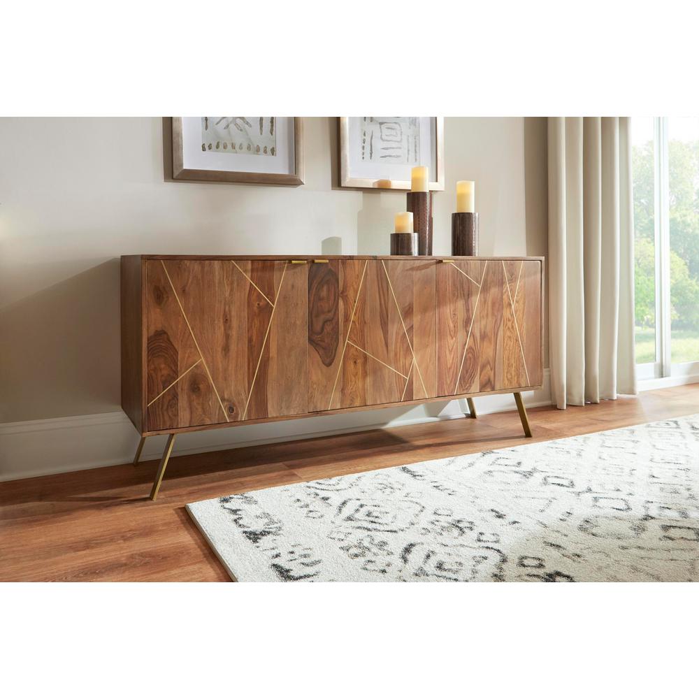 Home Decorators Collection Home Decorators Collection Dark Natural Finish Buffet Table With Gold Metal Inlay 63 In W X 29 5 In H Bt0536x The Home Depot