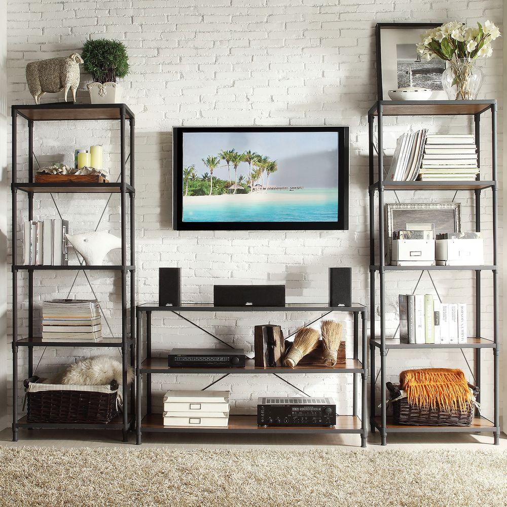 Rustic Black Entertainment Center Tv Stands Living Room Addison Black 3 Piece Entertainment Center