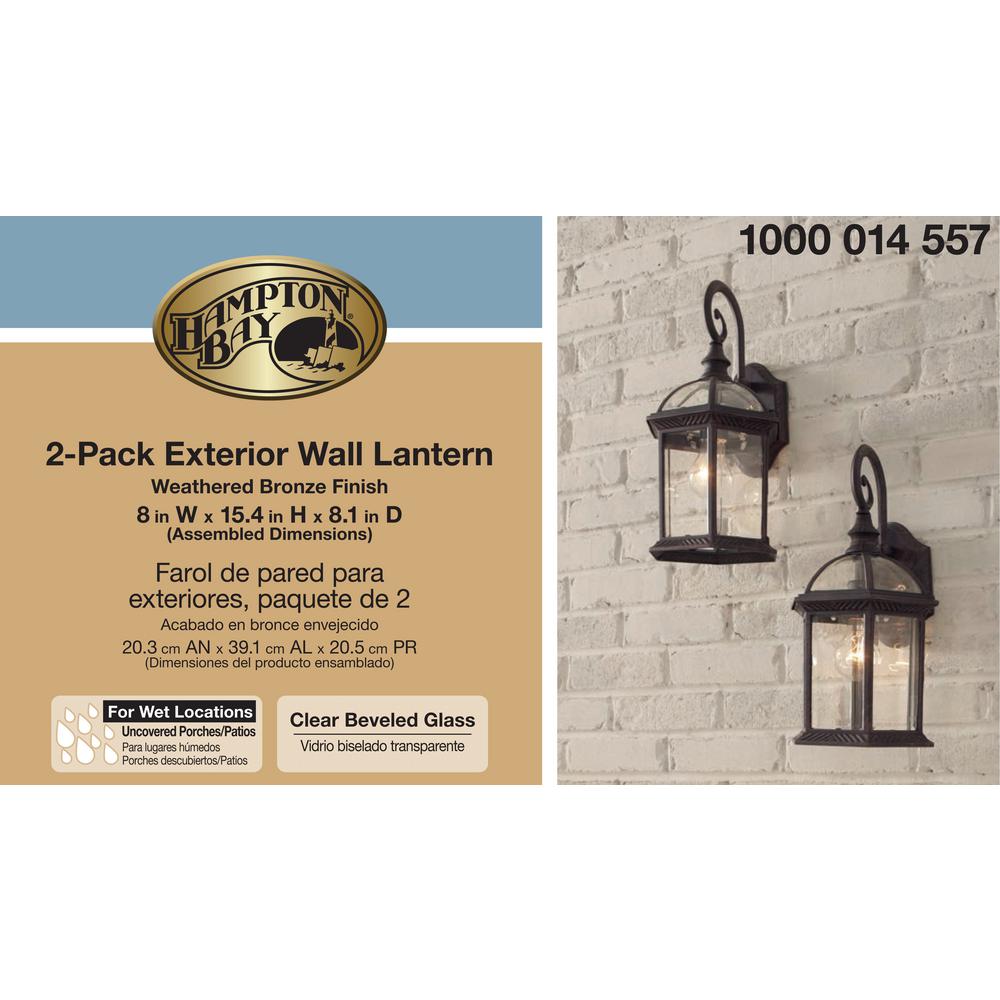 Heath Zenith 180 Degree Black Alexandria Wall Lantern Sconce With Curved Beveled Glass Hz 4192 Bk The Home Depot