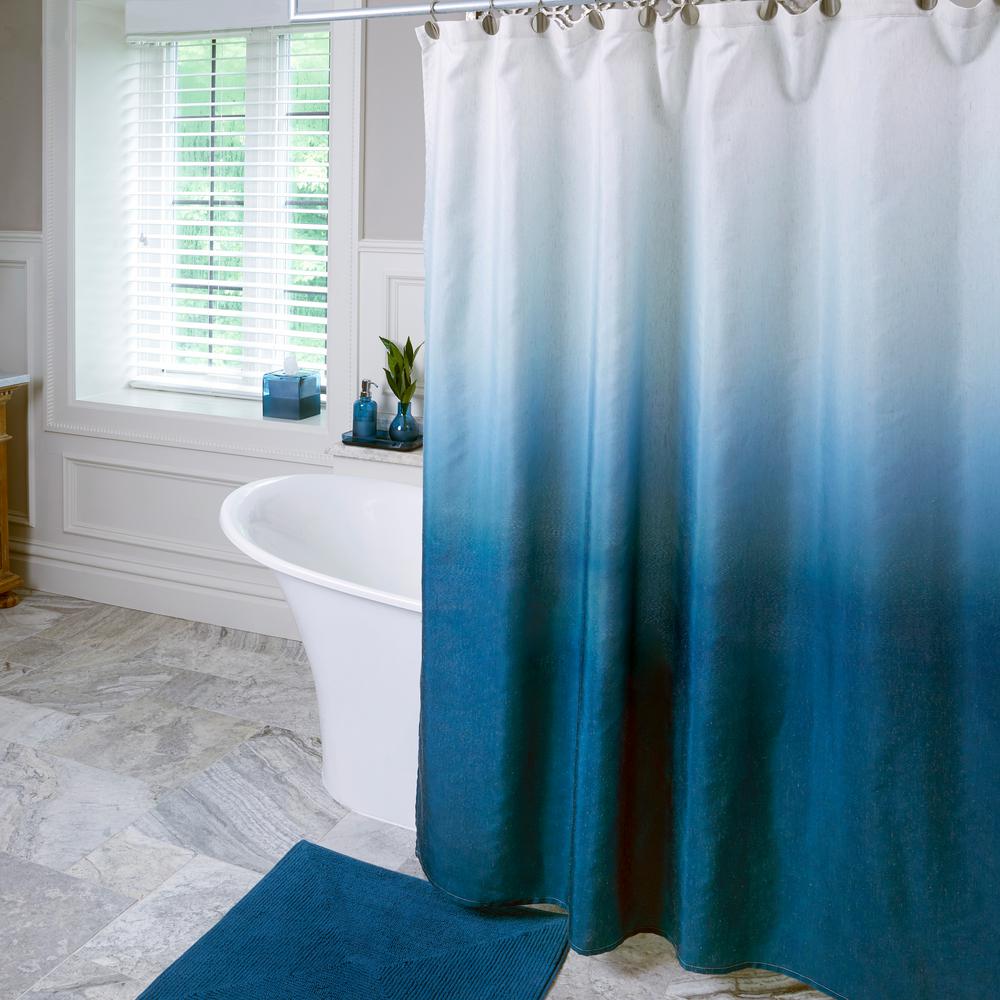 teal blue and brown shower curtain