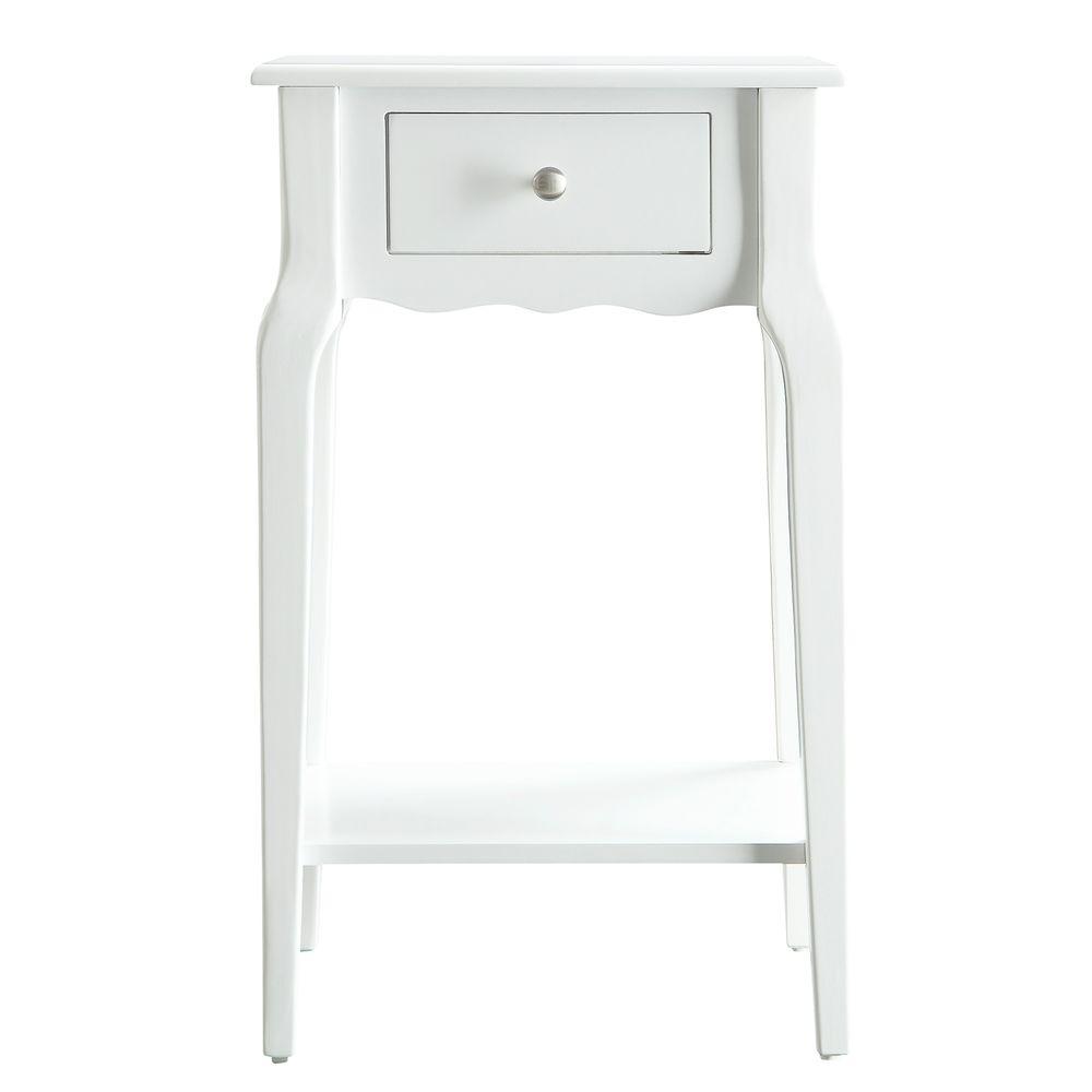 Homecraft Furniture White Storage End Table-WH162 - The Home Depot