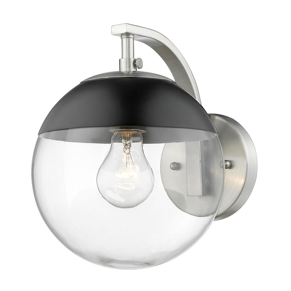 Golden Lighting Dixon 1 Light Pewter With Clear Gl And Black Cap Sconce Golden Lighting Dixon 1 Light Pewter With Clear Gl And Black Cap Sconce
