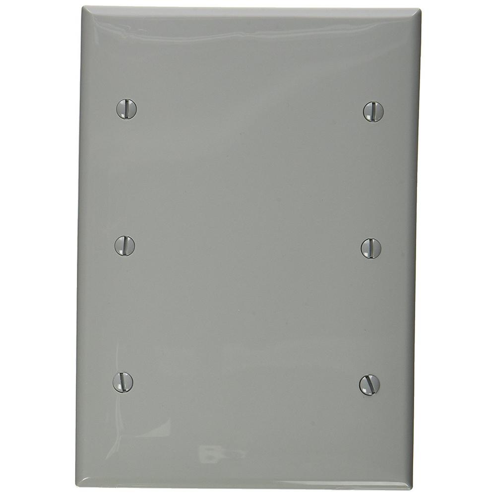 Box Mount Standard Size Thermoplastic Nylon Leviton 80735-GY 3-Gang No Device Blank Wallplate Gray