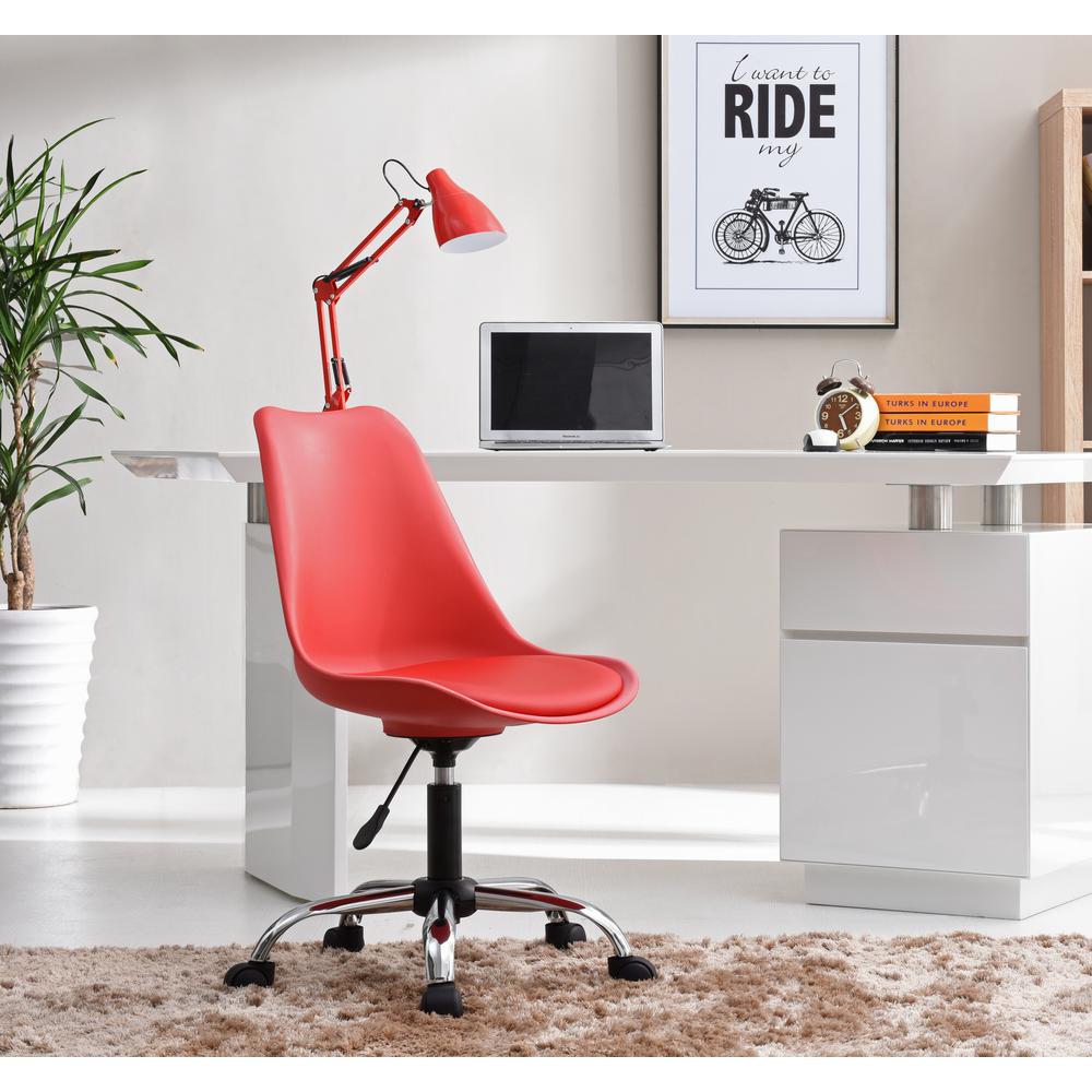 Hodedah Red Armless Swivel Office Desk Chair With Cushion