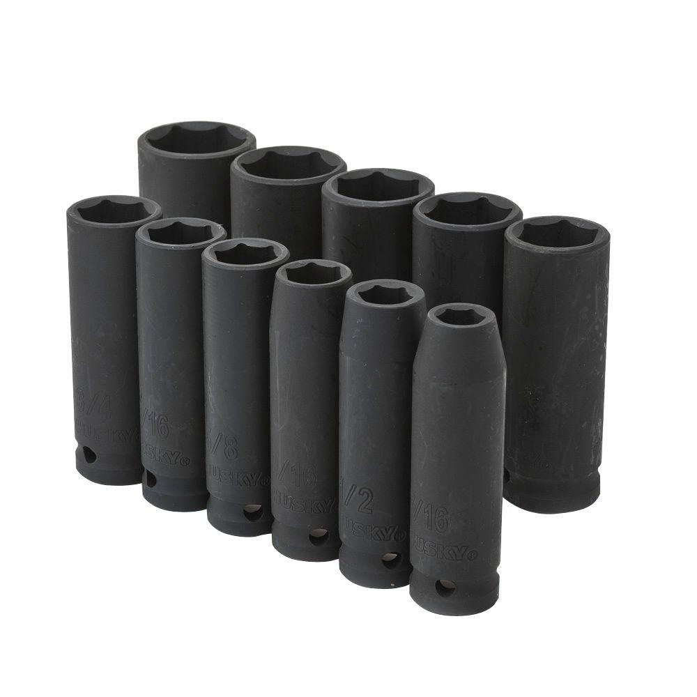 Husky 1/2 in. Drive SAE Deep Impact Socket Set (11Piece)H2DSAEI11PC