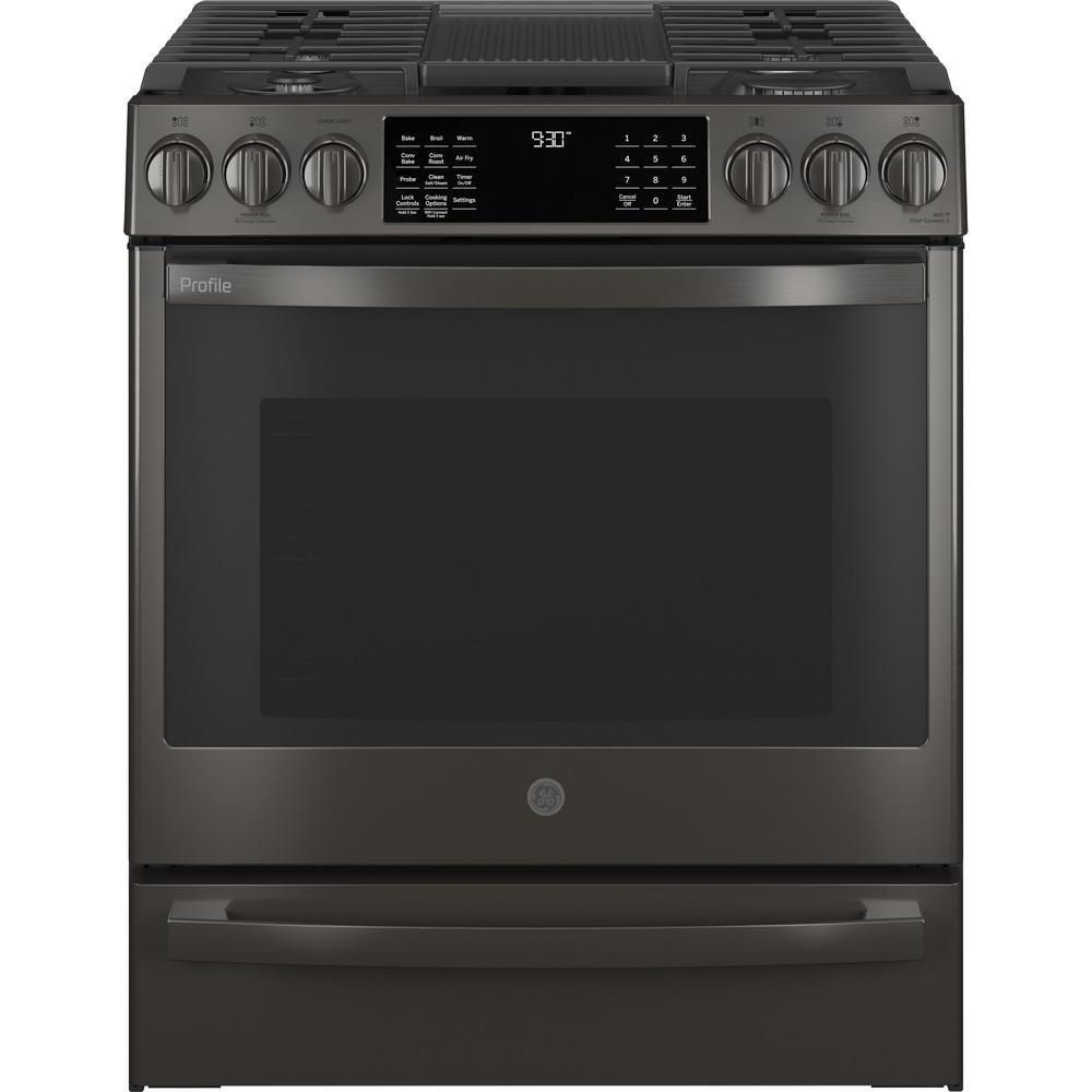 GE Profile 5.6 cu. ft. Slide-In Gas Range with Self-Cleaning Convection Ge Gas Range Fingerprint Resistant Stainless Steel