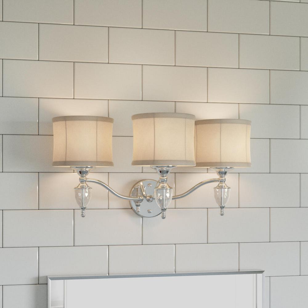 Home Decorators Collection Tustna 3 Light Brushed Nickel Bathroom Vanity Light With Opal Glass Shades 20366 001 The Home Depot