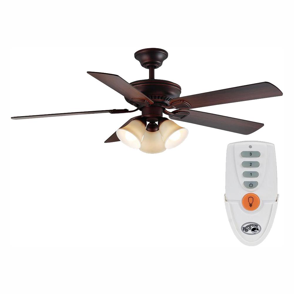 Hampton Bay Campbell 52 In Led Indoor Mediterranean Bronze Ceiling Fan With Light Kit And Remote Control