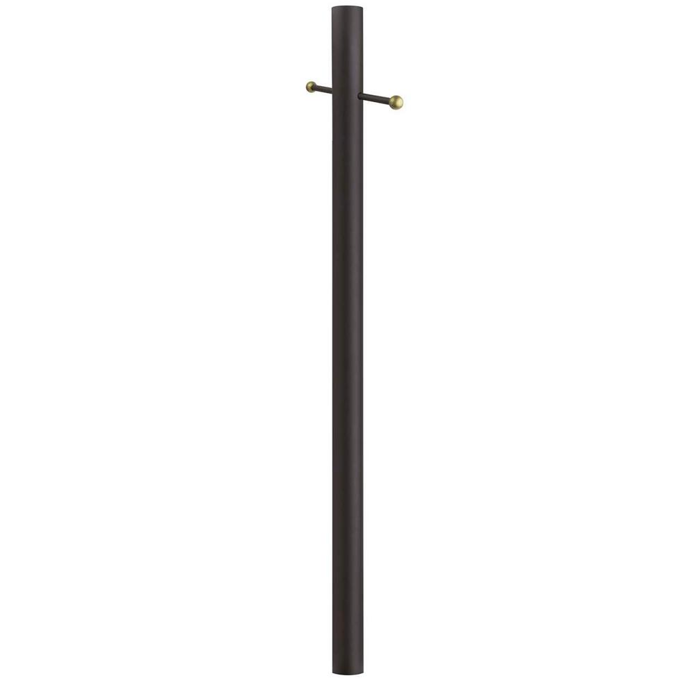 SOLUS 7 ft. Bronze Outdoor Direct Burial Aluminum Lamp Post with Cross