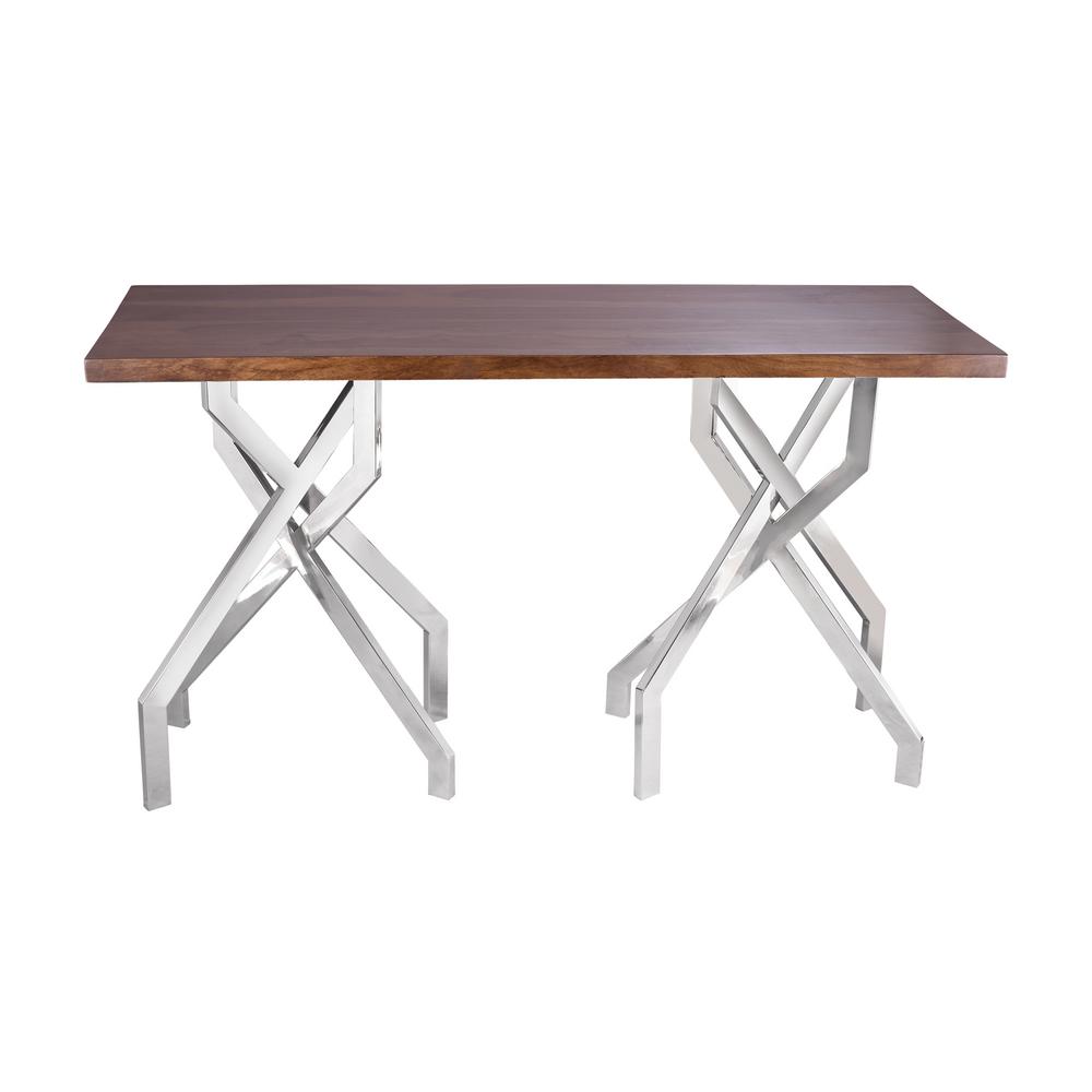 Lydia Medium Woodtone And Stainless Steel Console Table