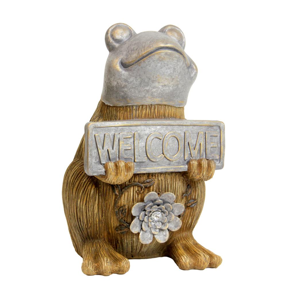 welcome frog garden statue