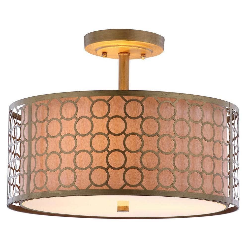 Safavieh Giotta 3 Light Antique Gold Semi Flush Mount Light