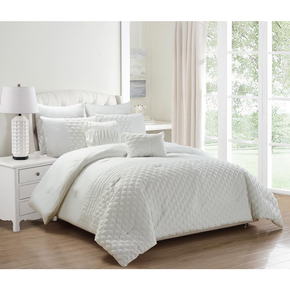 Grey Yellow 8 Piece White Oversize Comforter Set Floral Fine Printed California King Size Bedding