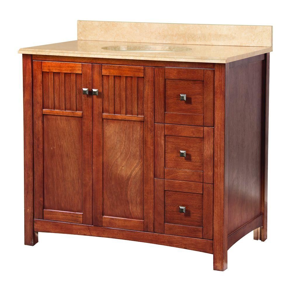 Foremost Knoxville 37 in. W x 22 in. D Vanity in Nutmeg and Vanity Top