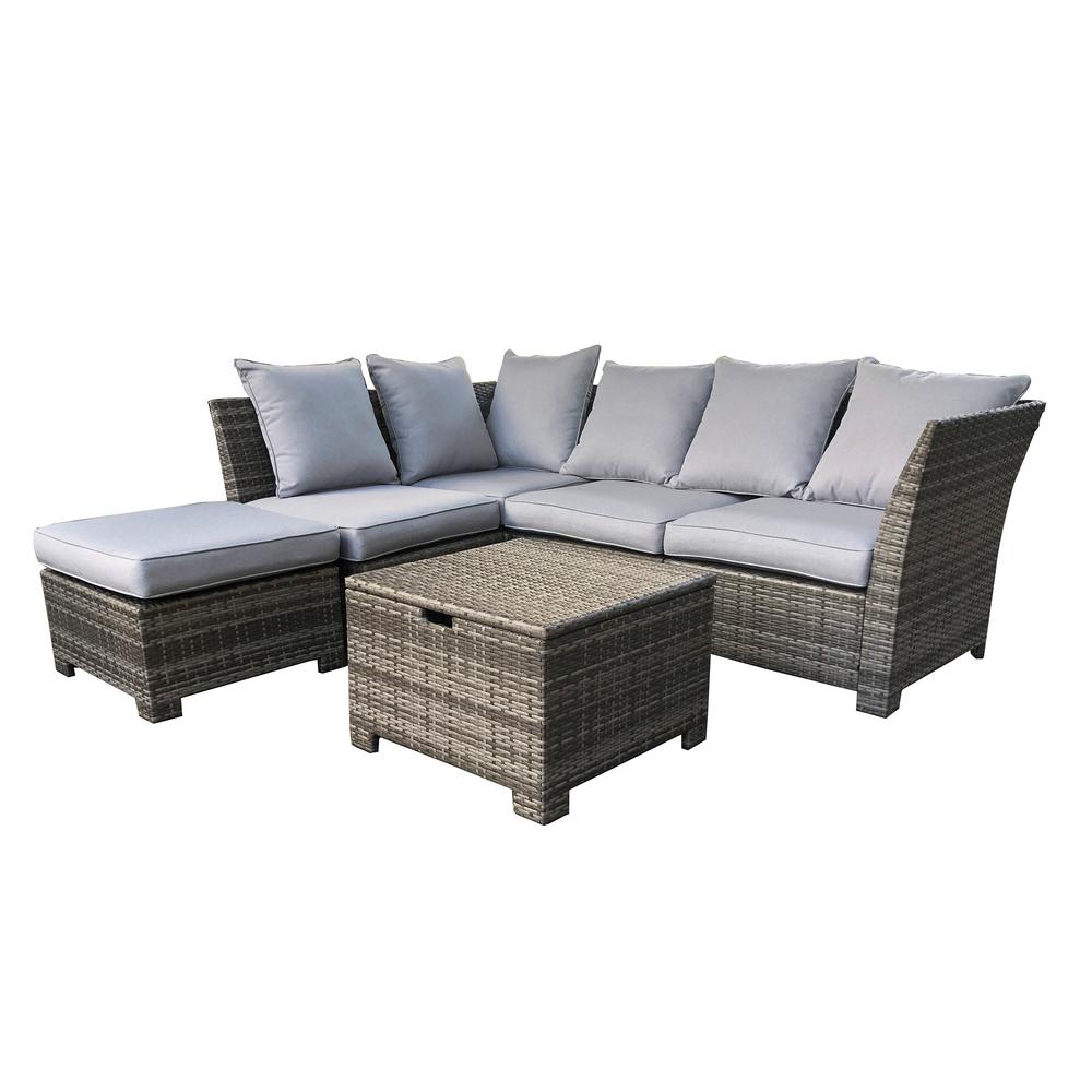 Glitzhome 6 Piece Wicker Outdoor Patio Conversation Set With Gray Glitzhome 6 Piece Wicker Outdoor Patio