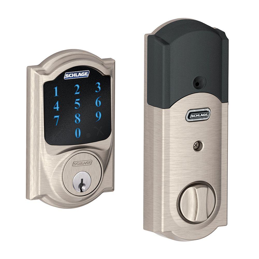 Schlage Camelot Satin Nickel Connect Smart Door Lock With Alarm