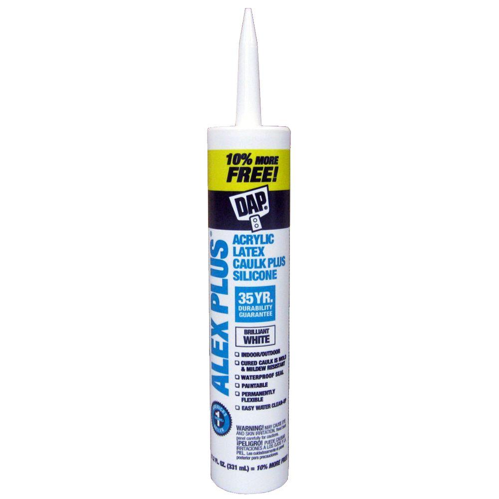 DAP ALEX PLUS 11.2 oz., White Acrylic Latex Plus Silicone Caulk (12