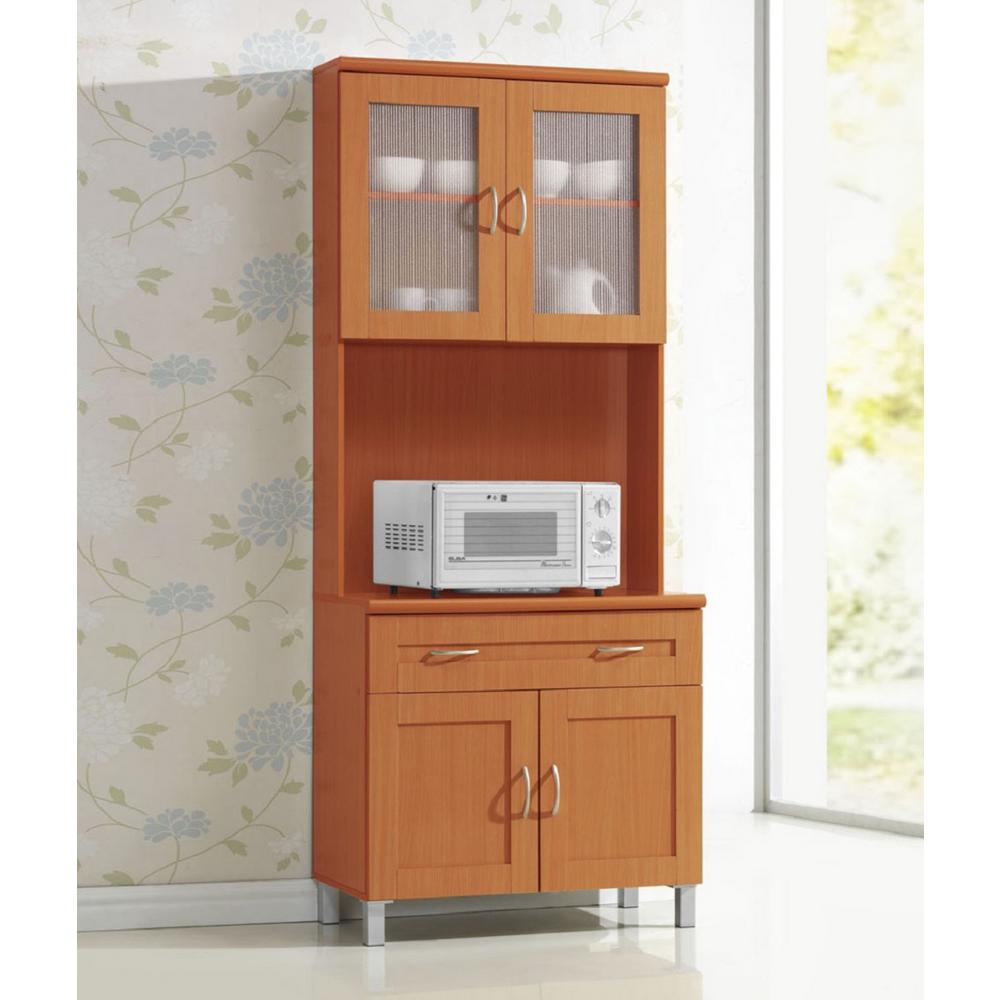 Hodedah China Cabinet Cherry With Microwave Shelf Hik92 The Hodedah China Cabinet Cherry With Microwave Shelf