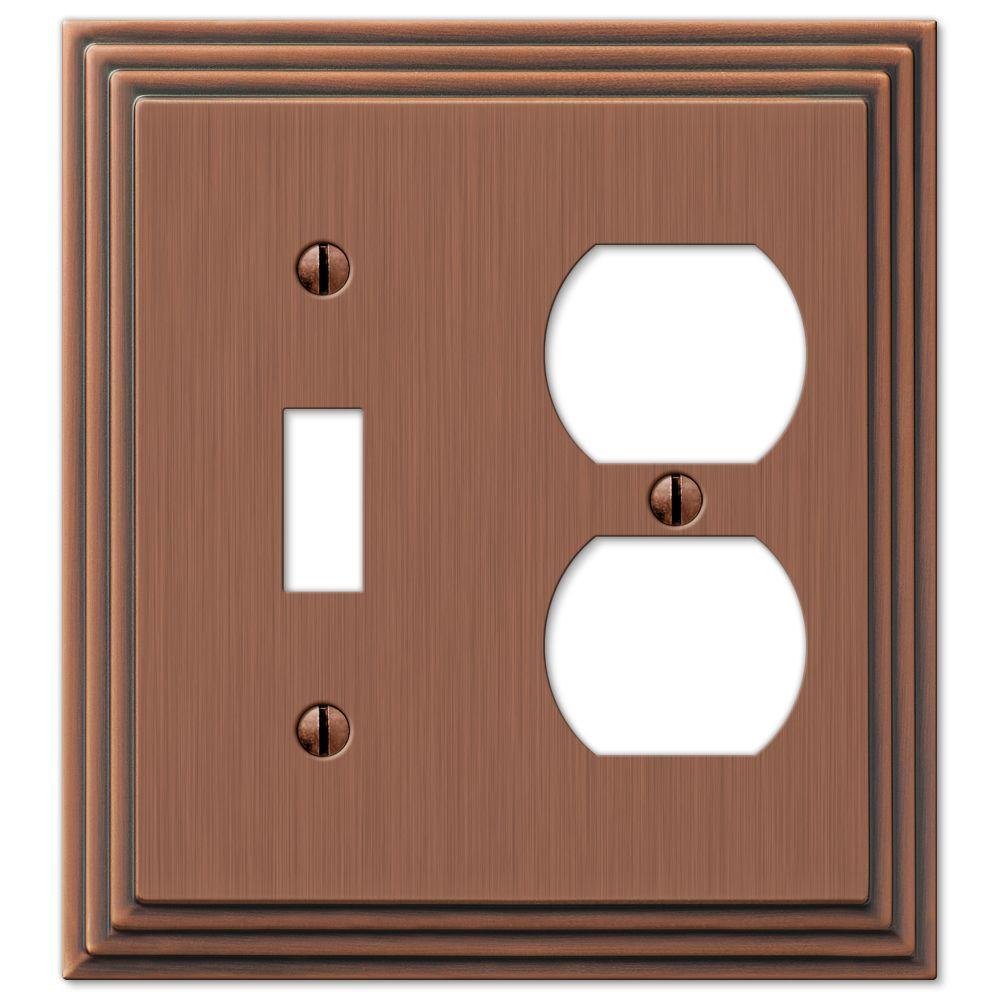 Copper Wall Plates Jacks The Home Depot Steps 1 Toggle Duplex Wall Plate Antique Copper