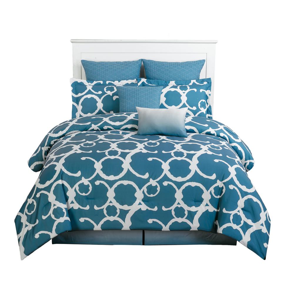 Duck River Rhys 8 Piece Slate Blue Queen Comforter Set Rhys 4401 1