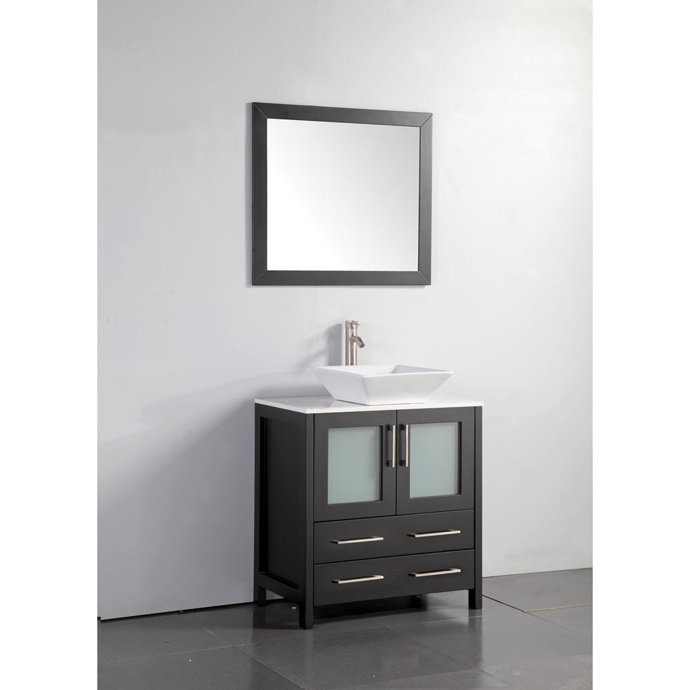 Vanity Art Ravenna 30 In W X 18 5 In D X 36 In H Bathroom Vanity In Espresso With Single Basin Top In White Ceramic And Mirror Va3130e The Home Depot