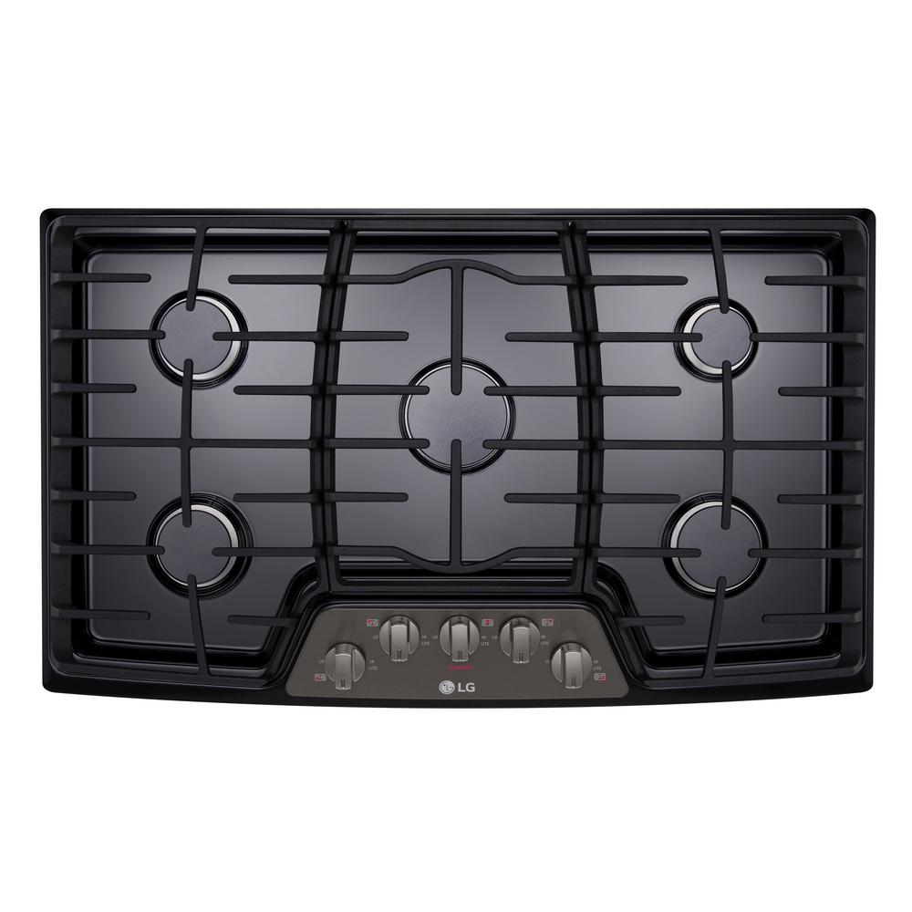 Lg Electronics 36 In Gas Cooktop In Black Stainless Steel With 5