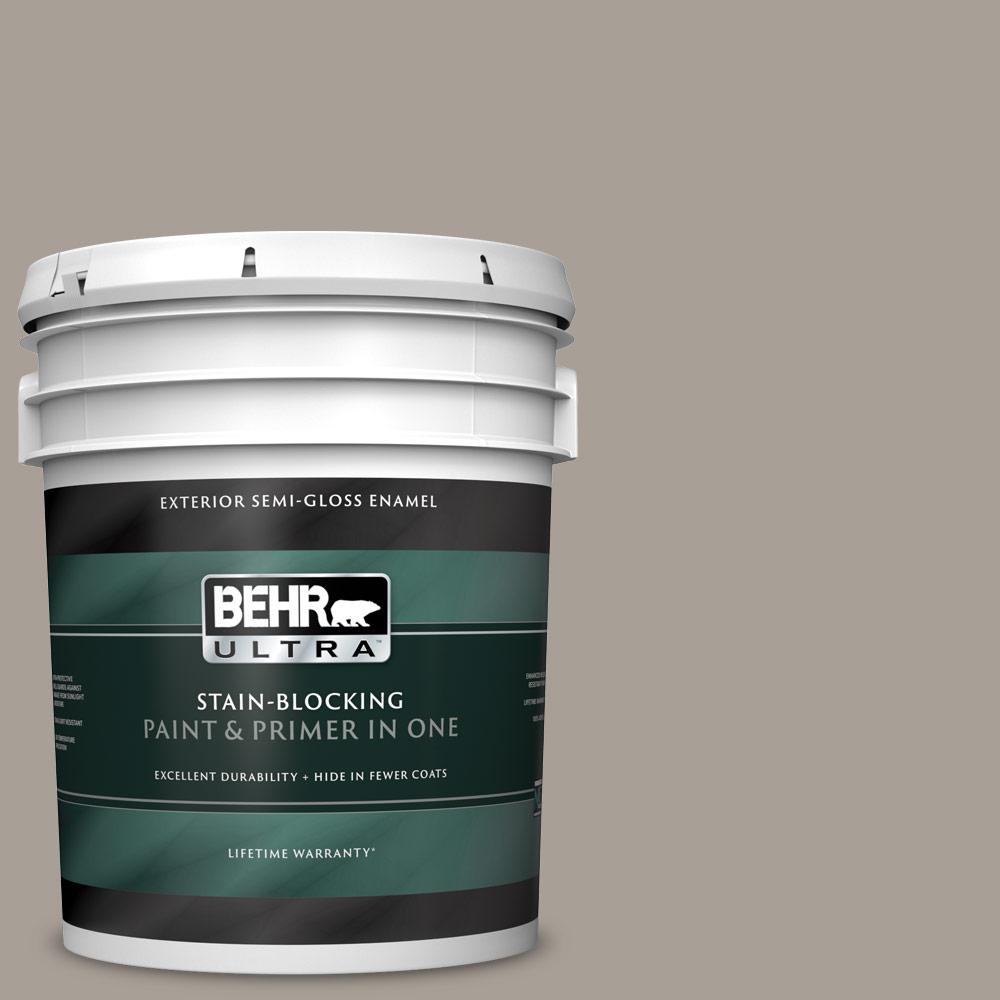 BEHR ULTRA 5 gal. PPU2409 True Taupewood SemiGloss Enamel Exterior