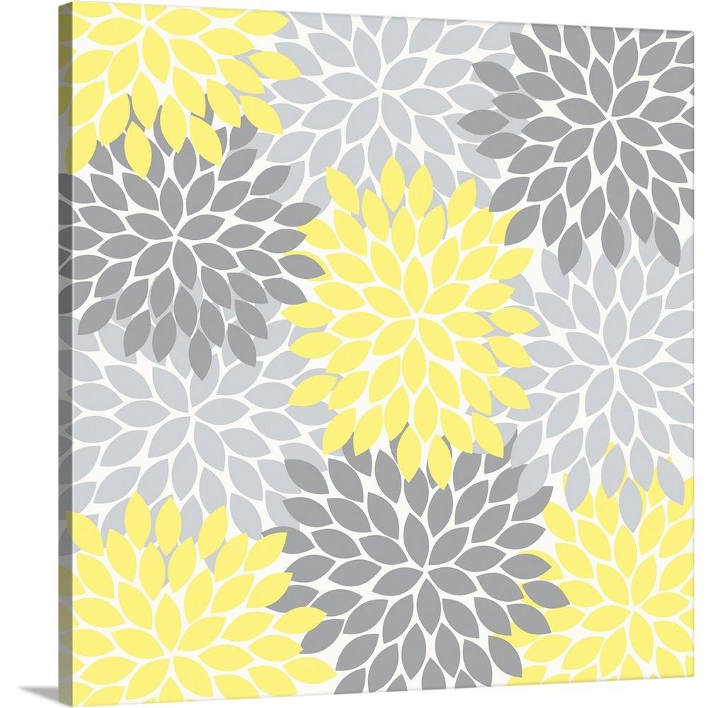 Greatbigcanvas Flower Burst Yellow Dark And Light Gray By Tamara