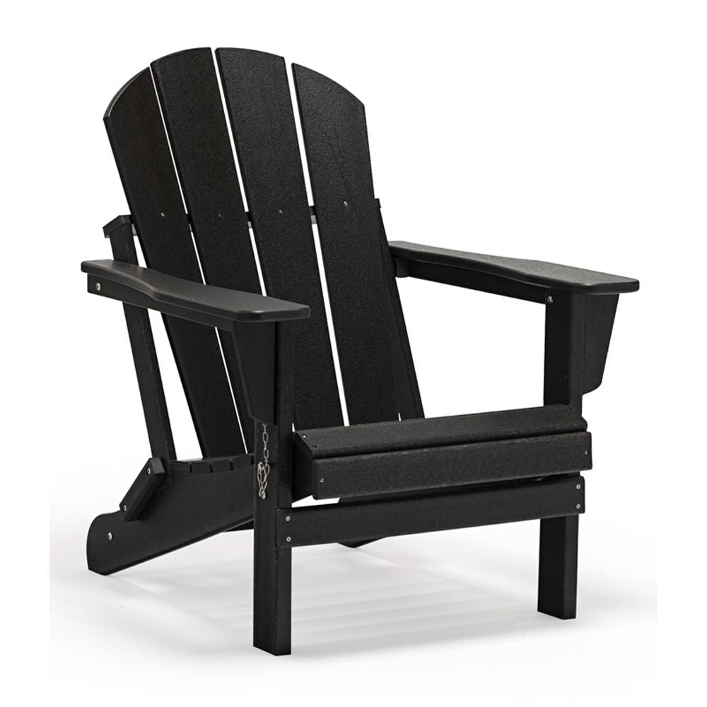 Polydun Black Folding Plastic Outdoor Adirondack ChairPLDF003899