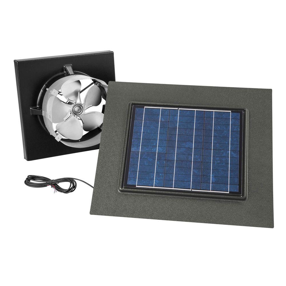 broan 28 watt solar-powered weathered wood-look gable