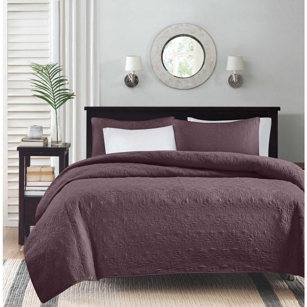 Madison Park Mansfield 3 Piece Purple King Cal King Coverlet Set