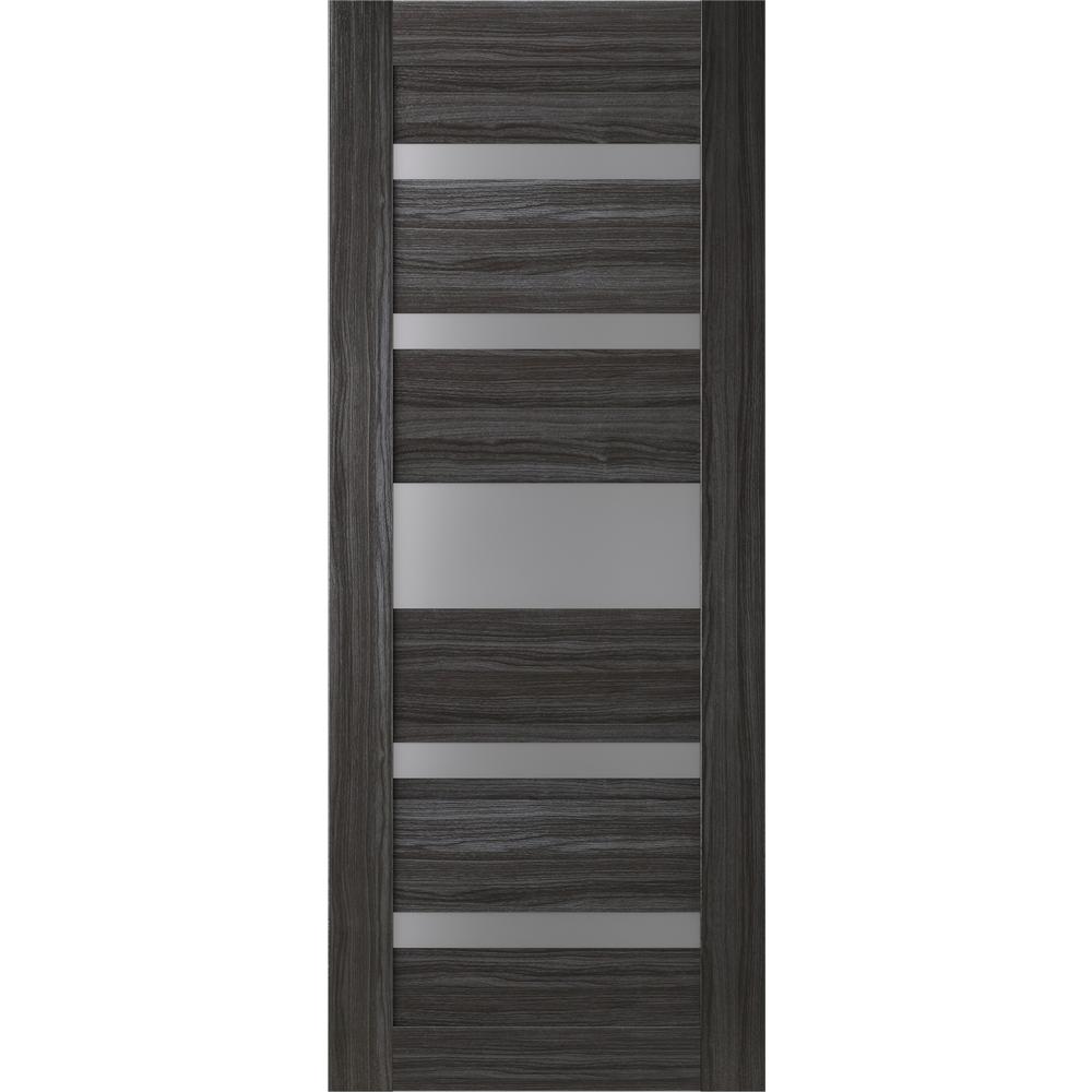 Belldinni 24 In X 80 In Gina Gray Oak Finished Frosted Glass 5 Lite Solid Core Wood Composite Interior Door Slab No Bore